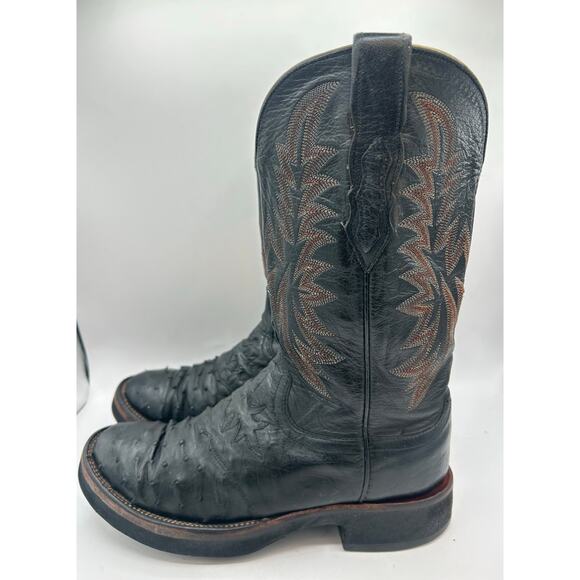 Lucchese 2000 Full Quill Ostrich Black Men’s 7.5  Western Boots Square toe main image 10